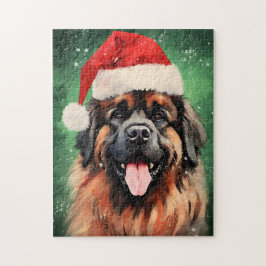 Leonberger Christmas brush絵画のアートワーク ジグソーパズル