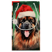 Leonberger Christmas brush絵画のアートワーク スモールペーパーバッグ (裏面)