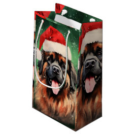 Leonberger Christmas brush絵画のアートワーク スモールペーパーバッグ
