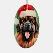 Leonberger Christmas brush絵画のアートワーク セラミックオーナメント (右)