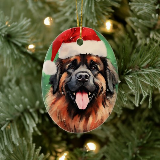 Leonberger Christmas brush絵画のアートワーク セラミックオーナメント (ツリー)