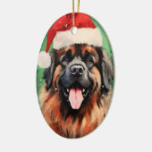 Leonberger Christmas brush絵画のアートワーク セラミックオーナメント (左)
