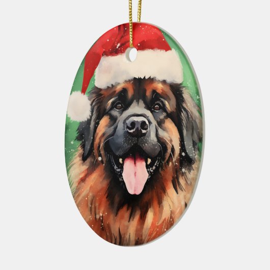 Leonberger Christmas brush絵画のアートワーク セラミックオーナメント (左)