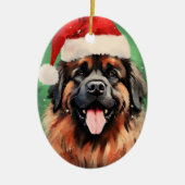 Leonberger Christmas brush絵画のアートワーク セラミックオーナメント (正面)