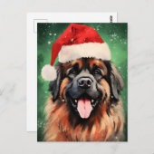 Leonberger Christmas brush絵画のアートワーク ポストカード (正面/裏面)