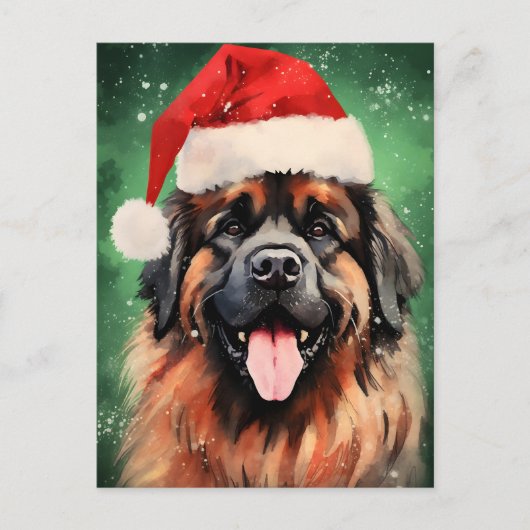 Leonberger Christmas brush絵画のアートワーク ポストカード (正面)