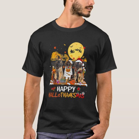 Leonberger Hallothanksmas Halloween Thanksgiving Tシャツ (正面)