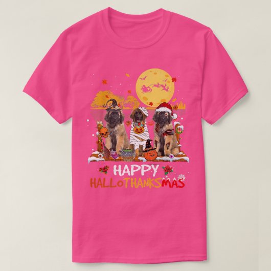 Leonberger Happy Hallothanksmas Halloween Thanksgi Tシャツ (デザイン正面)