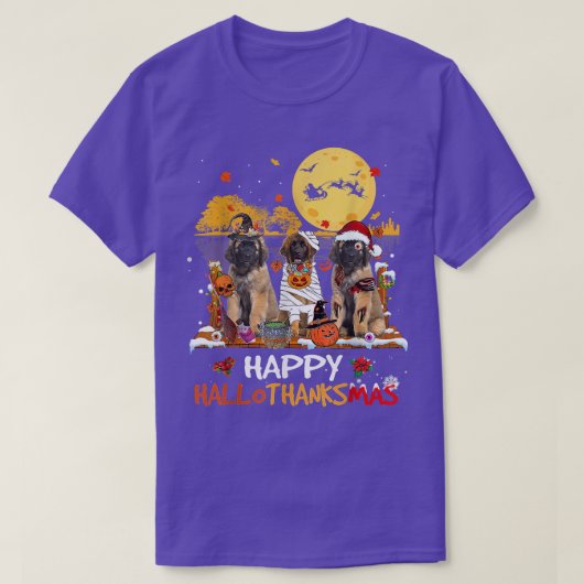 Leonberger Happy Hallothanksmas Halloween Thanksgi Tシャツ (デザイン正面)