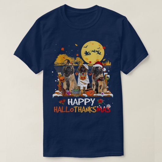 Leonberger Happy Hallothanksmas Halloween Thanksgi Tシャツ (デザイン正面)