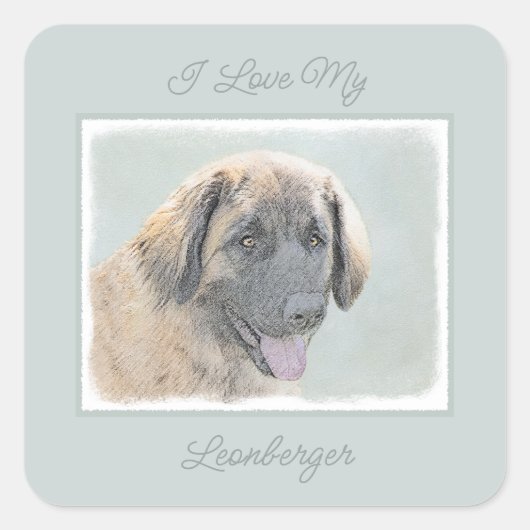 Leonberger Painting - Cute Original Dog Art Square スクエアシール (正面)