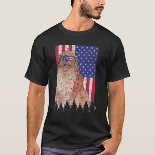 Leonberger Patriotic Dog USAプライド米国国旗 Tシャツ (正面)