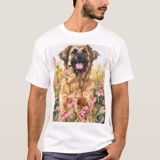 Leonberger Watercolor Men's T-Shirt Tシャツ (正面)