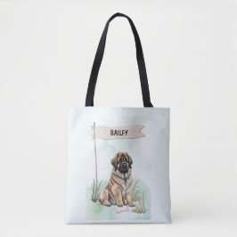 Leonberger Watercolor Personalized Dog トートバッグ