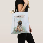 Leonberger Watercolor Personalized Dog トートバッグ (クローズアップ)