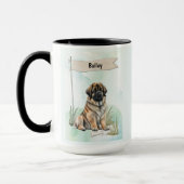 Leonberger Watercolor Personalized Dog マグカップ (左)