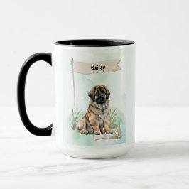 Leonberger Watercolor Personalized Dog マグカップ