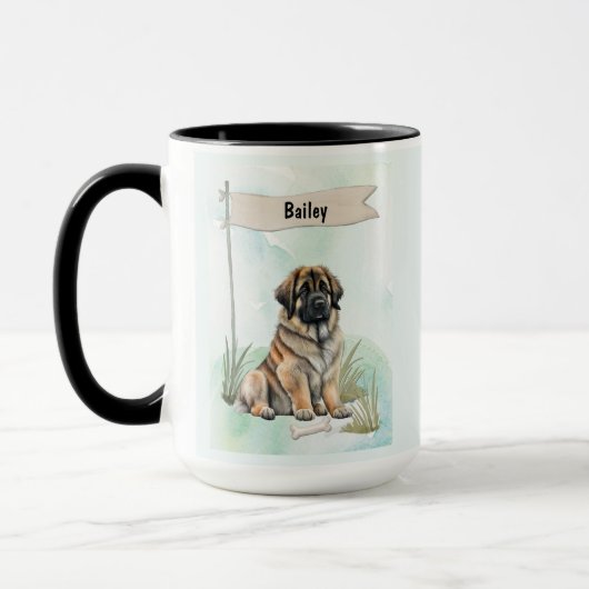 Leonberger Watercolor Personalized Dog マグカップ (左)