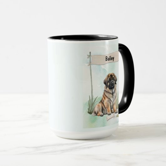 Leonberger Watercolor Personalized Dog マグカップ (正面右)