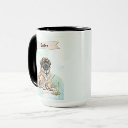 Leonberger Watercolor Personalized Dog マグカップ (正面左)