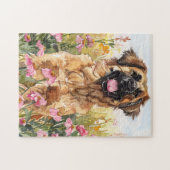 Leonberger Watercolor Puzzle ジグソーパズル (横)