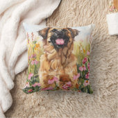 Leonberger Watercolor Throw Pillow クッション (ブランケット)