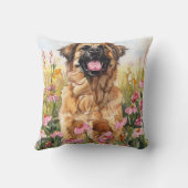 Leonberger Watercolor Throw Pillow クッション (裏面)