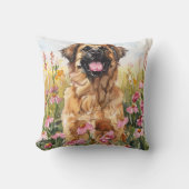 Leonberger Watercolor Throw Pillow クッション (正面)