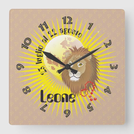 Leone 23 luglio al 22 agosto Orologio スクエア壁時計 (正面)