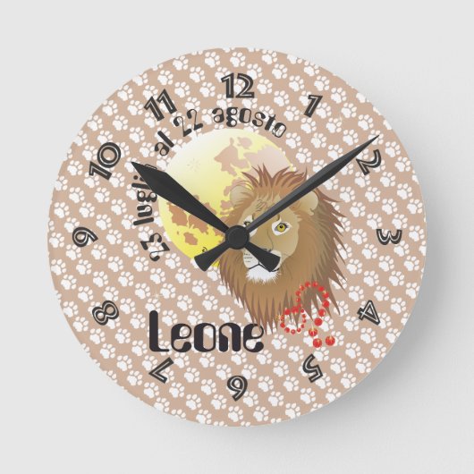 Leone 23 luglio al 22 agosto Orologio ラウンド壁時計 (正面)