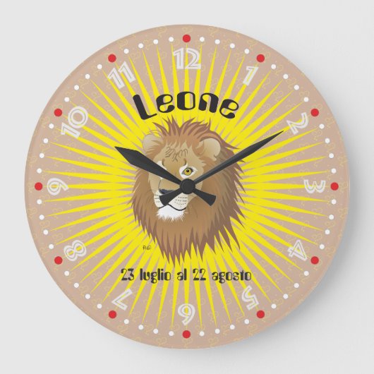 Leone 23 luglio al 22 agosto Orologio ラージ壁時計 (正面)