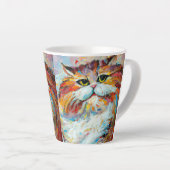 Leonid AfremovカラフルのスタイルでPudgy Cat。 カフェラテマグ (右アングル)