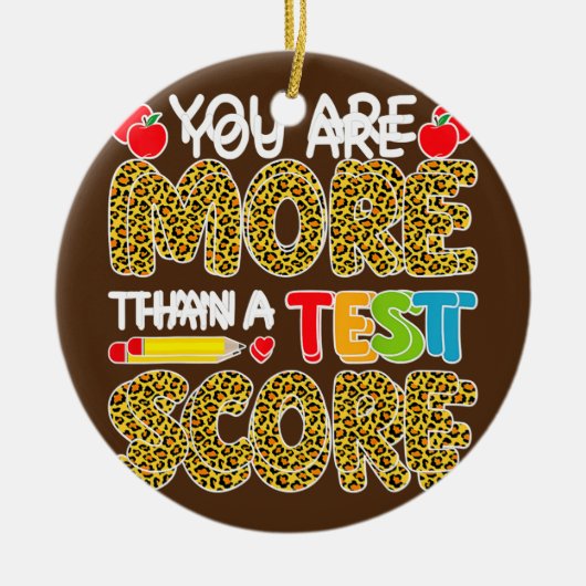 Leopardあなたはテストスコアのテスト日より多い セラミックオーナメント (正面)