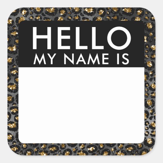 Leopardこんにちは私の名前はステッカー スクエアシール (正面)