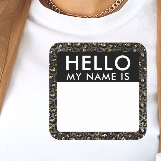 Leopardこんにちは私の名前はステッカー スクエアシール