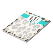 Leopardとティール（緑がかった色）モノグラムメモ帳 ノートパッド (回転)