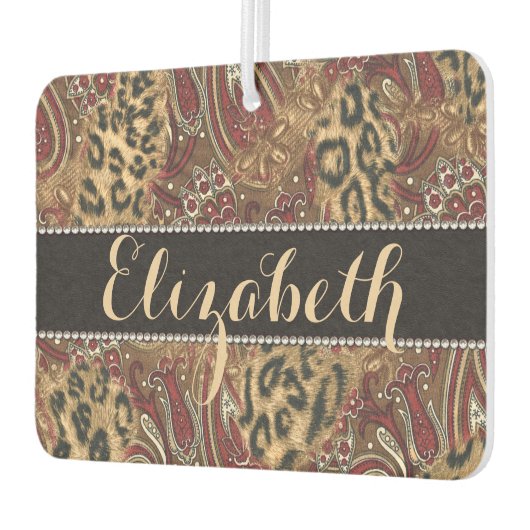 Leopardとペイズリーパターンのプリントをカスタマイズ カーエアーフレッシュナー (左)