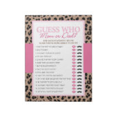 LeopardとPink Guess Who Baby Shower Game Pack ノートパッド (回転)