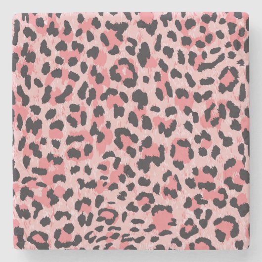 Leopardのスキン：ヴィンテージのシームレスなテクスチャ ストーンコースター (正面)