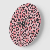 Leopardのスキン:ヴィンテージのシームレスなテクスチャ ラージ壁時計 (傾斜)