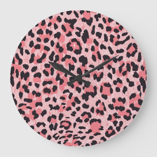 Leopardのスキン:ヴィンテージのシームレスなテクスチャ ラージ壁時計 (正面)