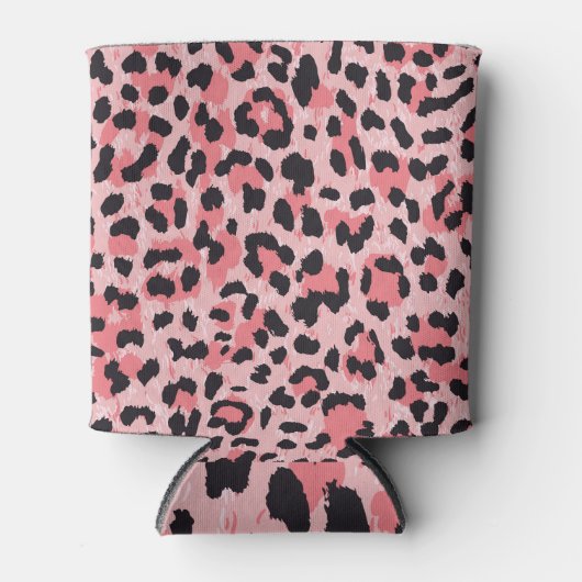 Leopardのスキン:ヴィンテージのシームレスなテクスチャ 缶クーラー (正面)