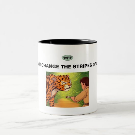 Leopardのストライプは変更できない ツートーンマグカップ (中央)