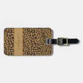 LeopardアニマルプリントエレガントBrownスクリプト名 ラゲッジタグ (正面横)