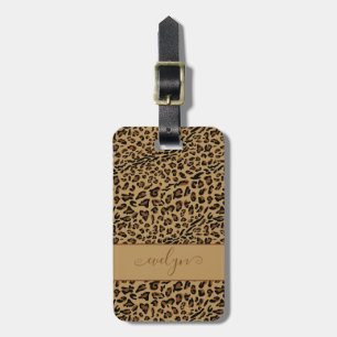 LeopardアニマルプリントエレガントBrownスクリプト名 ラゲッジタグ