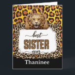 Leopardアニマルプリントカードfor Sister スタイリッシュ - カード<br><div class="desc">あなたの妹を私たちのLeopardアニマルプリントカード、彼女の誕生日や特別な機会祝に完璧な方法で愛を示しなさい。シックなはっきりしたヒョウのプリントデザインを搭載しパーソナライズされたて、このカードは感覚のメッセージと共にカスタム、あなたのメッセージを思い遣った思い込みユニークのある方法を作ること表現ができる。彼女の誕生日、記念日、またはちょうどその理由に関わらず、このトレンディーアニマルプリントカードはファッショナブルなtouchを任意のお祝いに追加！</div>