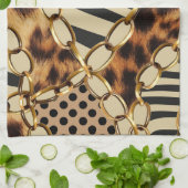 Leopardアニマルプリントシームレスパターン キッチンタオル (折り畳み)