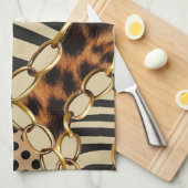 Leopardアニマルプリントシームレスパターン キッチンタオル (四つ折り)