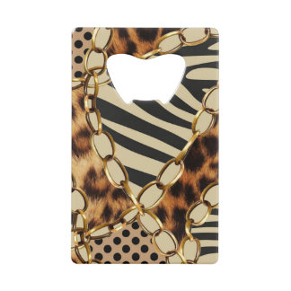 Leopardアニマルプリントシームレスパターン クレジットカード栓抜き