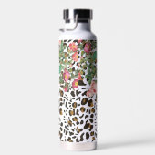 Leopardアニマルプリントパターンヴィンテージフローラ ウォーターボトル (右面)